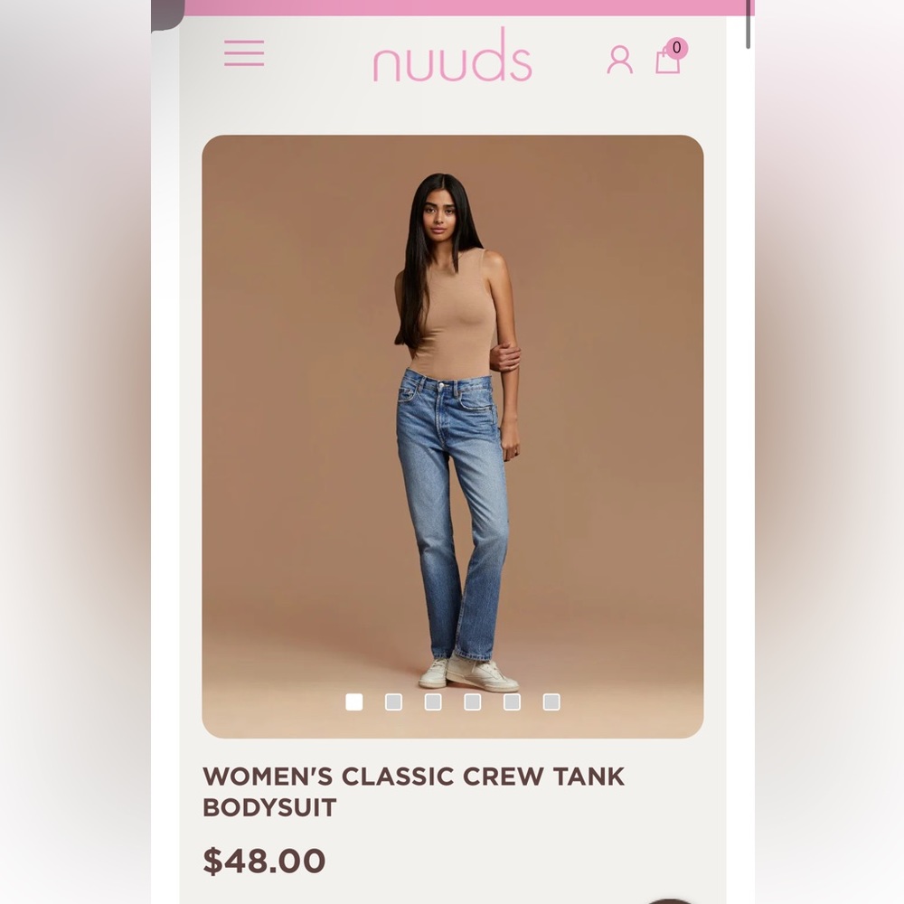Nuuds Classic Crew Tank Bodysuit - Oat